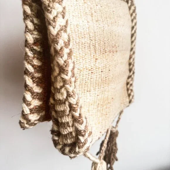 Vintage Woven Peru Wool Earth Tones Square Messenger Crossbody Bag - Picture 5 of 5